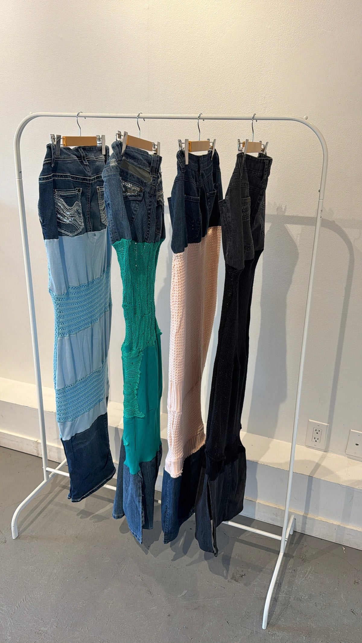 KNITTED DENIM MAXI SKIRT TAYVIAH REWRKS